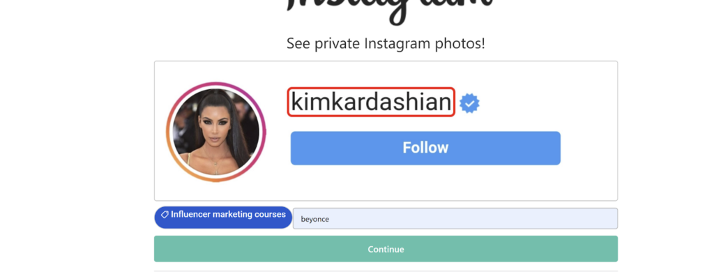 A screenshot demonstrating how to use Gwaa to write an Instagram profile